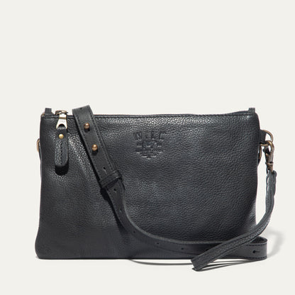 Zip Pouch Medium Crossbody bag in black pebbled leather with adjustable strap Will Leather Goods on Tampa Home & Garden Store