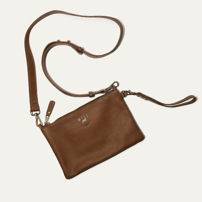 Zip Pouch Medium W/ Crossbody brown pebbled leather crossbody bag Will Leather Goods on Tampa Home & Garden Store