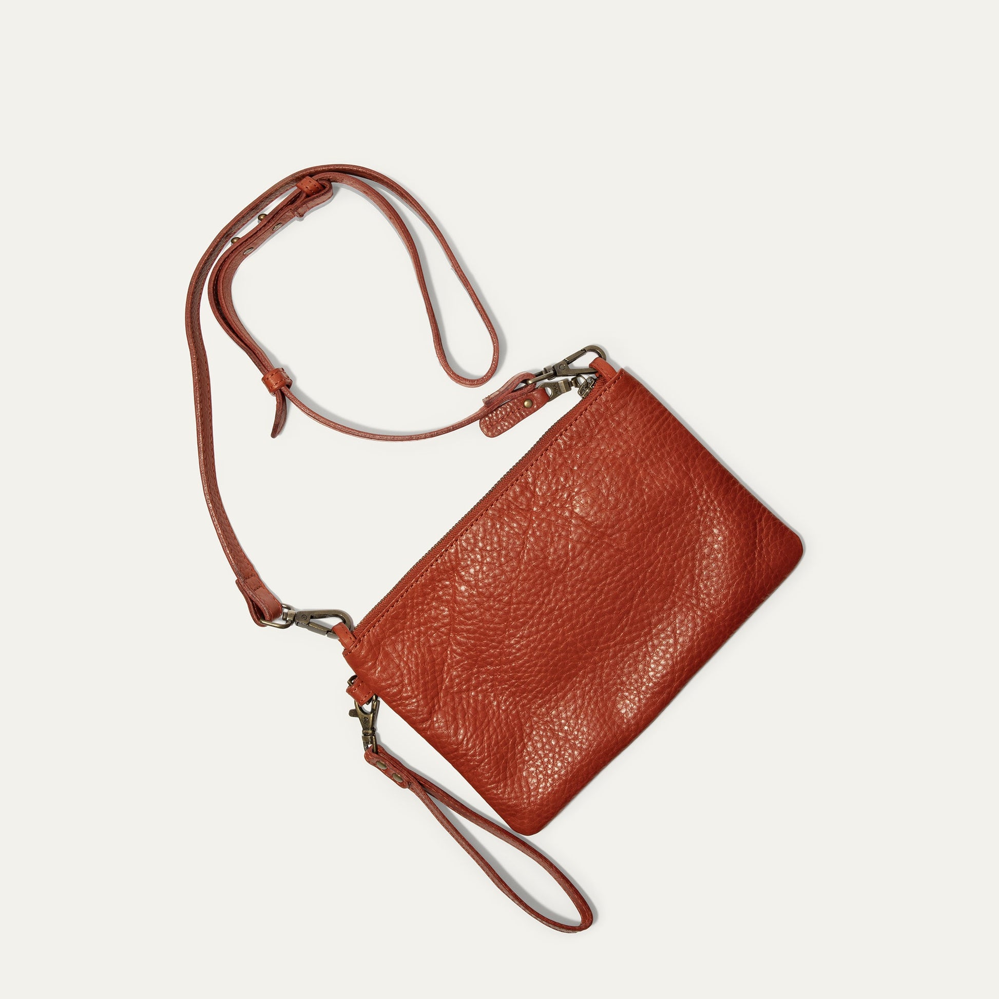 Zip Pouch Medium W/ Crossbody red pebbled leather bag with adjustable strap by Will Leather Goods on Tampa Home & Garden Store