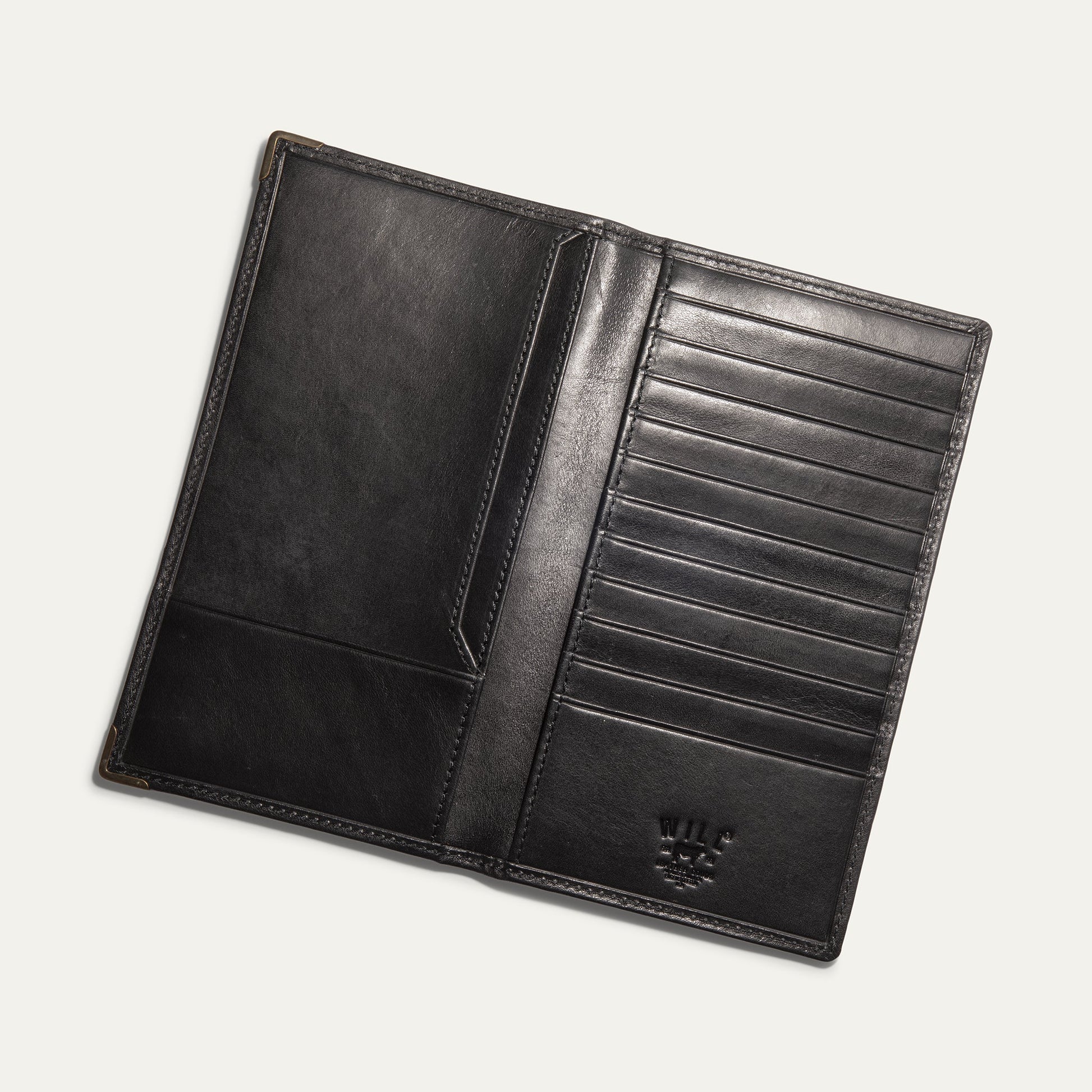 William Pocket Secretary Wallet by Will Leather Goods, black leather with card slots on Tampa Home & Garden Store