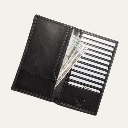William Pocket Secretary Wallet black leather card case with cash slots Will Leather Goods on Tampa Home & Garden Store