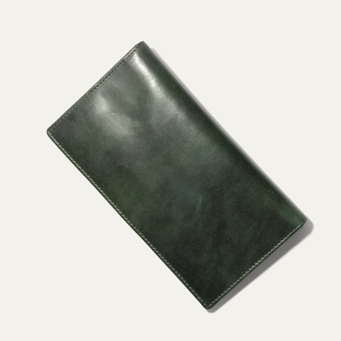 William Pocket Secretary Wallet by Will Leather Goods in dark green leather close-up view on Tampa Home & Garden Store