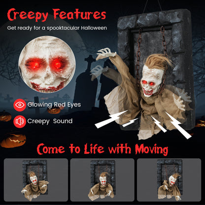 Halloween Hanging Animated Zombie Prisoner Decoration Sound-Activated