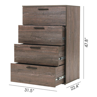 Oliver Farmhouse Jumbo Chest with 4 Drawers, rustic brown wood, HouseOfZazla accent chest on Tampa Home & Garden Store