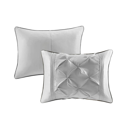 7 Piece Tufted Grey King Comforter and Decor