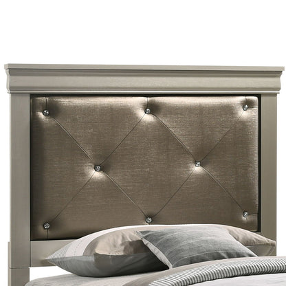 Lorana Jewel Tufted Bed Frame and Silver Finish