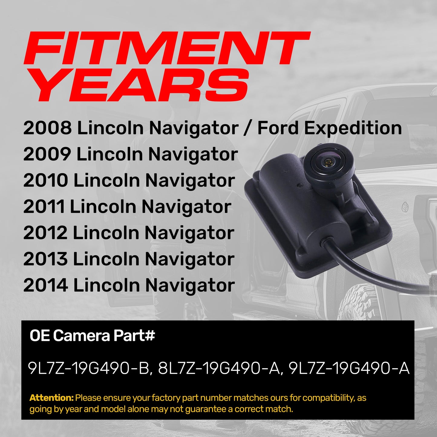 Master Tailgaters OE backup camera for Lincoln Navigator / Ford Expedition black 8L7Z-19G490-A on Tampa Home & Garden Store