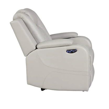 Benz LED Power Recliner with Adjustable Headrest in light gray leather by Unique Piece Furniture on Tampa Home & Garden Store