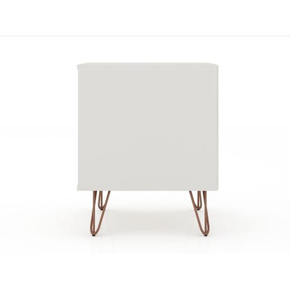 2-drawer accent nightstand white finish with durable splayed metal legs on Tampa Home & Garden Store