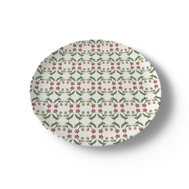 China plate Erin Donahue Tice Holiday Berry Antonia pattern with stems and red berries on Tampa Home & Garden Store