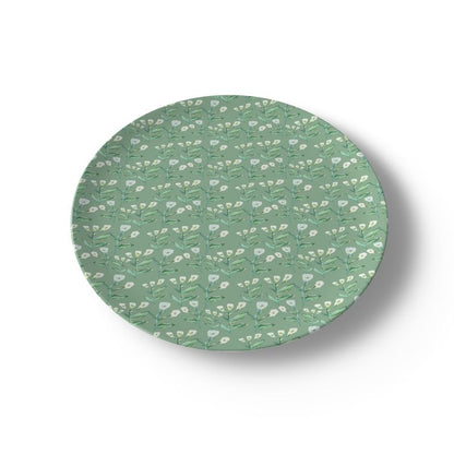 Juniper Sydney china plates set by Erin Donahue Tice, green with white floral pattern on Tampa Home & Garden Store