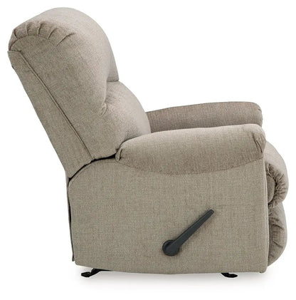 Stonemeade Rocker Recliner beige fabric upholstered chair with side lever on Tampa Home & Garden Store