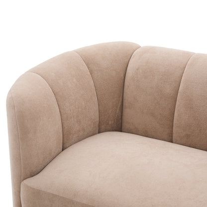 Mirelle 80 in modern curved velvet sofa by HouseOfZazla, beige upholstery on Tampa Home & Garden Store