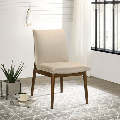 Monza contemporary dining chair set beige upholstery with solid wood legs by HouseOfZazla on Tampa Home & Garden Store