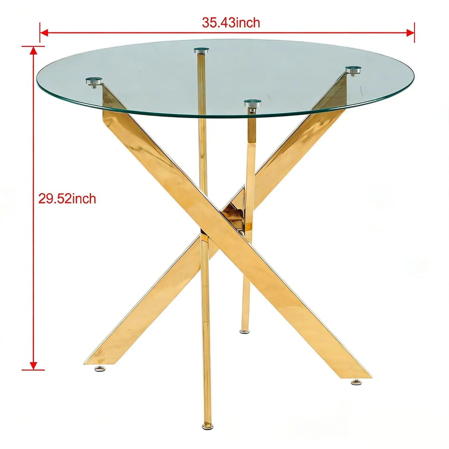 Dining table with cross metal legs and tempered glass top, Unique Piece Furniture on Tampa Home & Garden Store