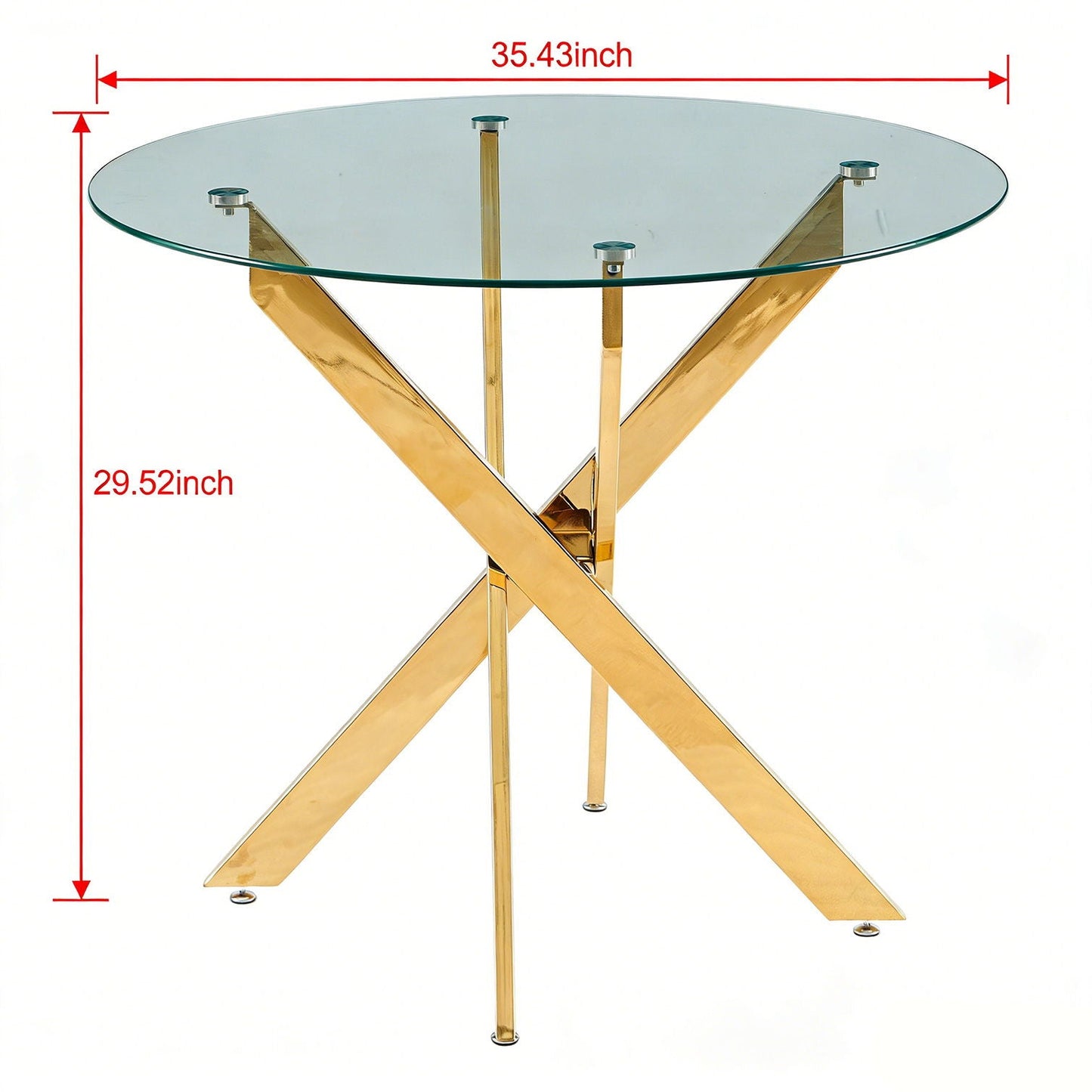 Modern Glass Dining Table with Metal Cross Legs
