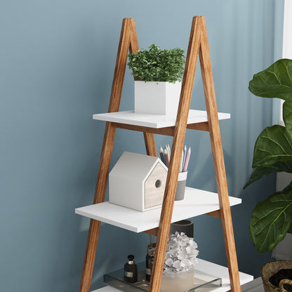 Solid bamboo wood oxford “A”frame ladder display bookshelf - Tampa Home & Garden Store