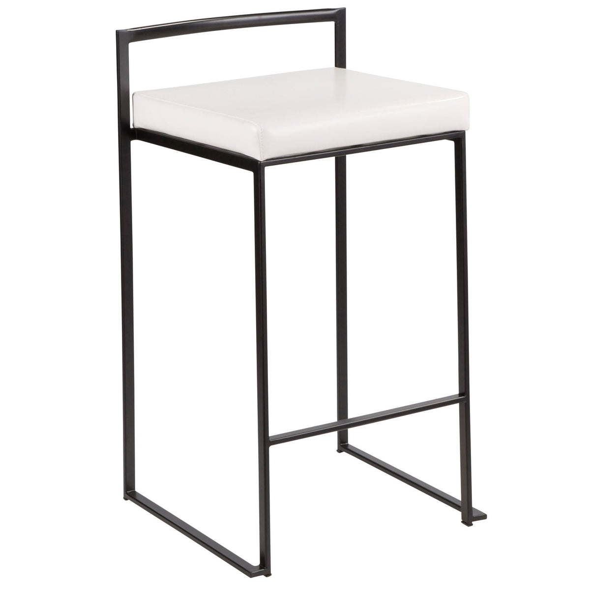 Stackable counter stool with cushioned white seat and black metal frame by HouseOfZazla on Tampa Home & Garden Store