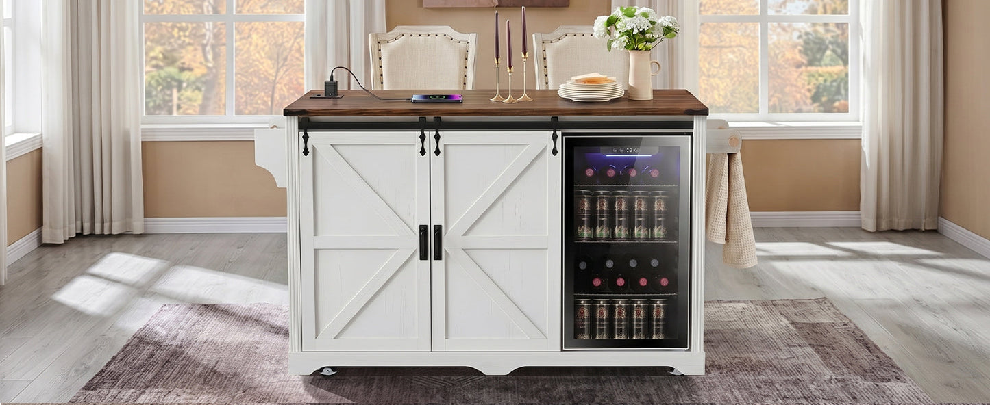 72 Inch Farmhouse Kitchen Island and Storage