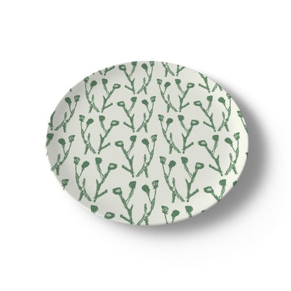 Climbing Jasmine china plate Erin Donahue Tice with green botanical motif plate on Tampa Home & Garden Store