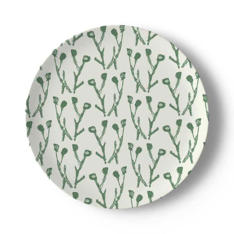 China plates with green climbing jasmine pattern on white ceramic by Erin Donahue Tice on Tampa Home & Garden Store