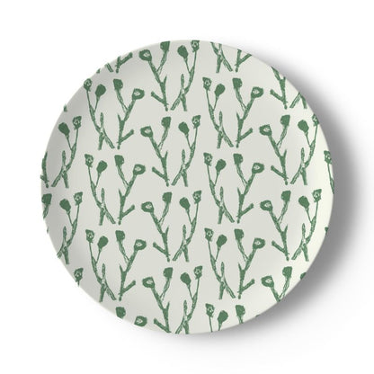 China plates with green climbing jasmine pattern on white ceramic by Erin Donahue Tice on Tampa Home & Garden Store