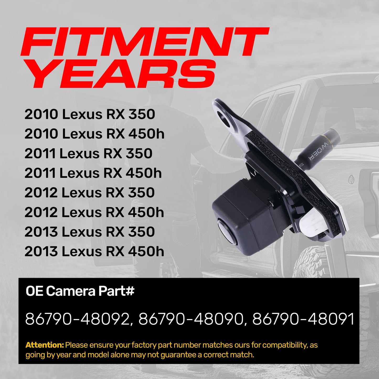 OE backup camera for Lexus RX 350/450h (2010-2013) Master Tailgaters, part 86790-48090/48091/48092 on Tampa Home & Garden Store