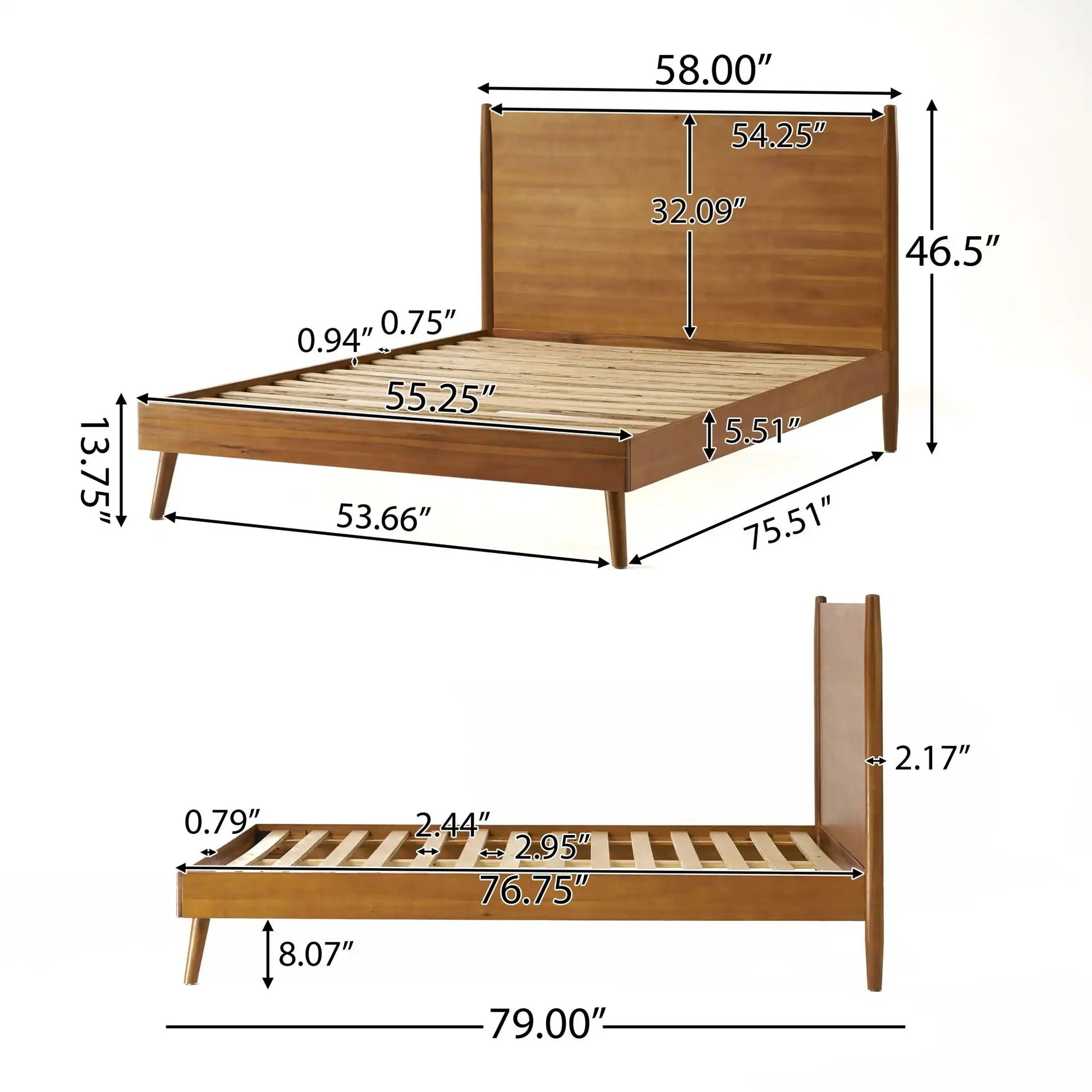 Okioki Mid-Century Wood Bed, wood platform bed by HouseOfZazla on Tampa Home & Garden Store