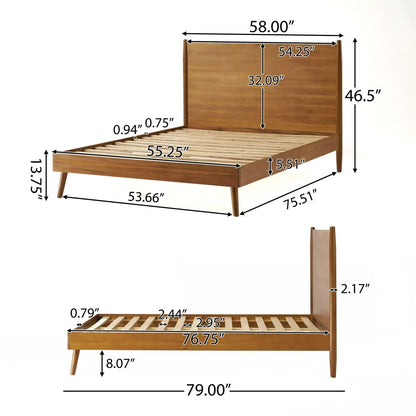 Okioki Mid-Century Wood Bed, wood platform bed by HouseOfZazla on Tampa Home & Garden Store