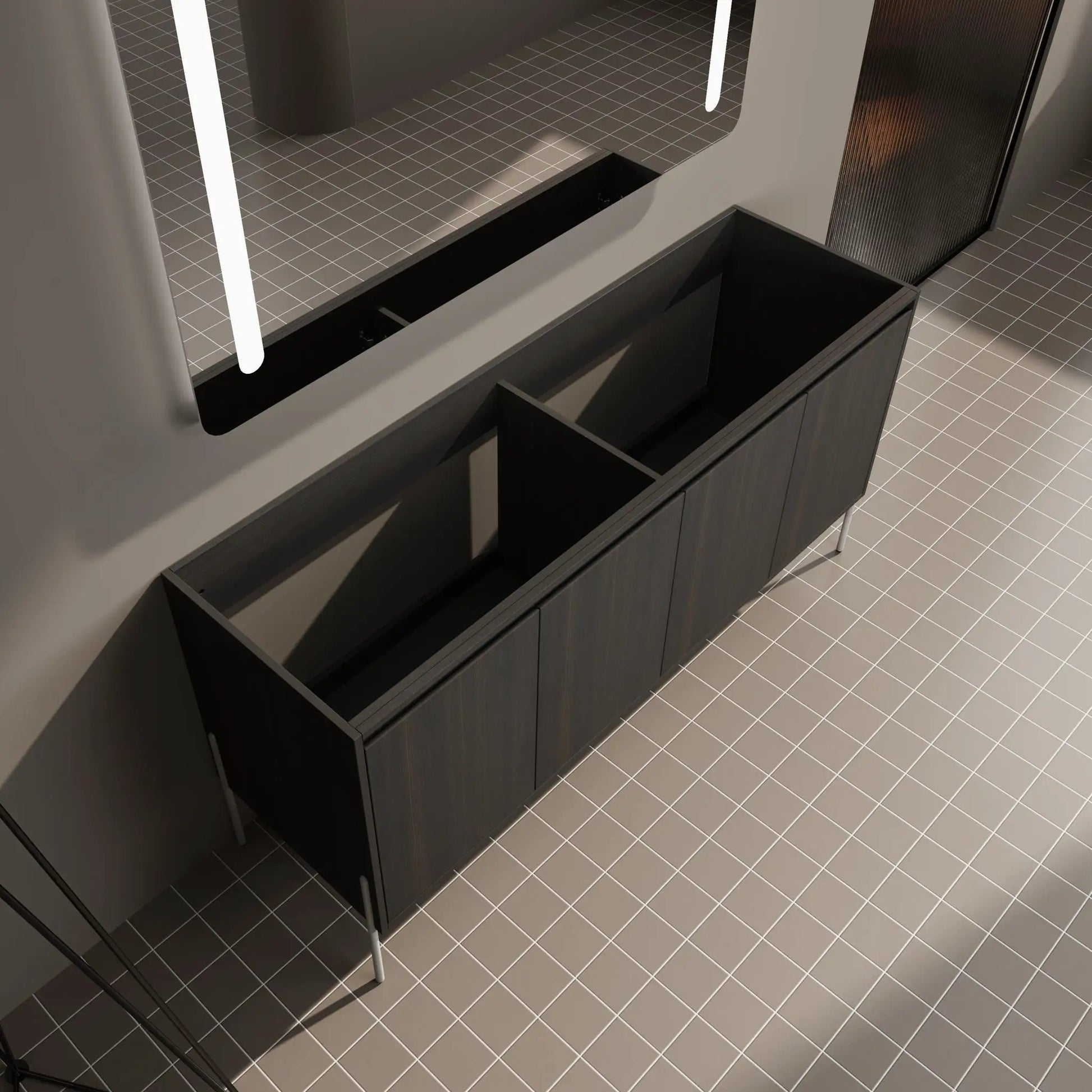 Freestanding bathroom vanity dark wood with soft-close cabinet doors by Unique Piece Furniture on Tampa Home & Garden Store