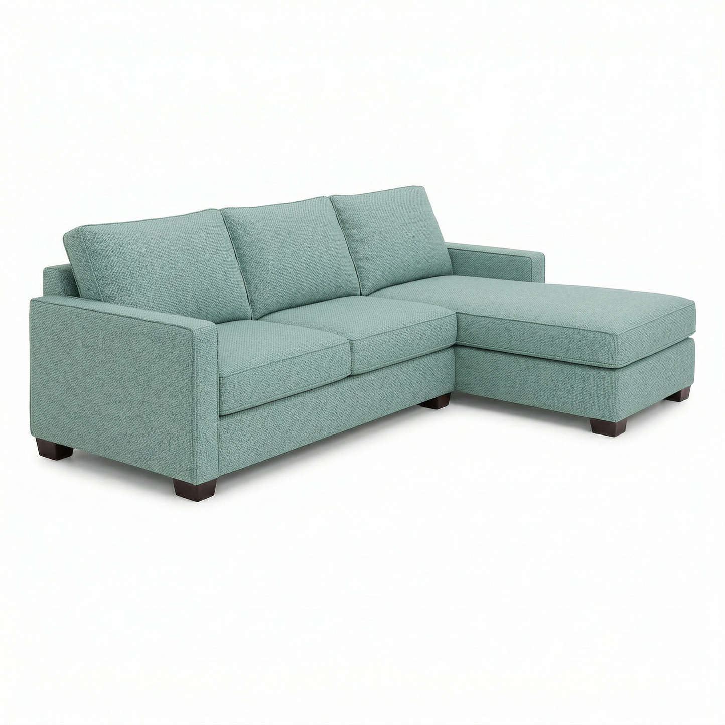 Modena sectional sofa by HouseOfZazla in teal textured fabric with chaise extension on Tampa Home & Garden Store