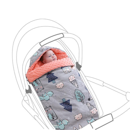 Newborn envelope cocoon sleeping bag from Stevvex in grey with orange plush lining swaddle print on Tampa Home & Garden Store