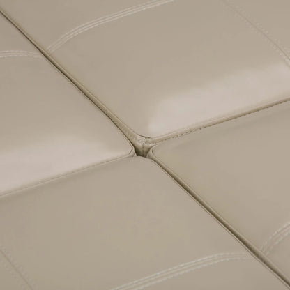 Avalon square storage ottoman beige leather with stitched panel seams by Unique Piece Furniture on Tampa Home & Garden Store