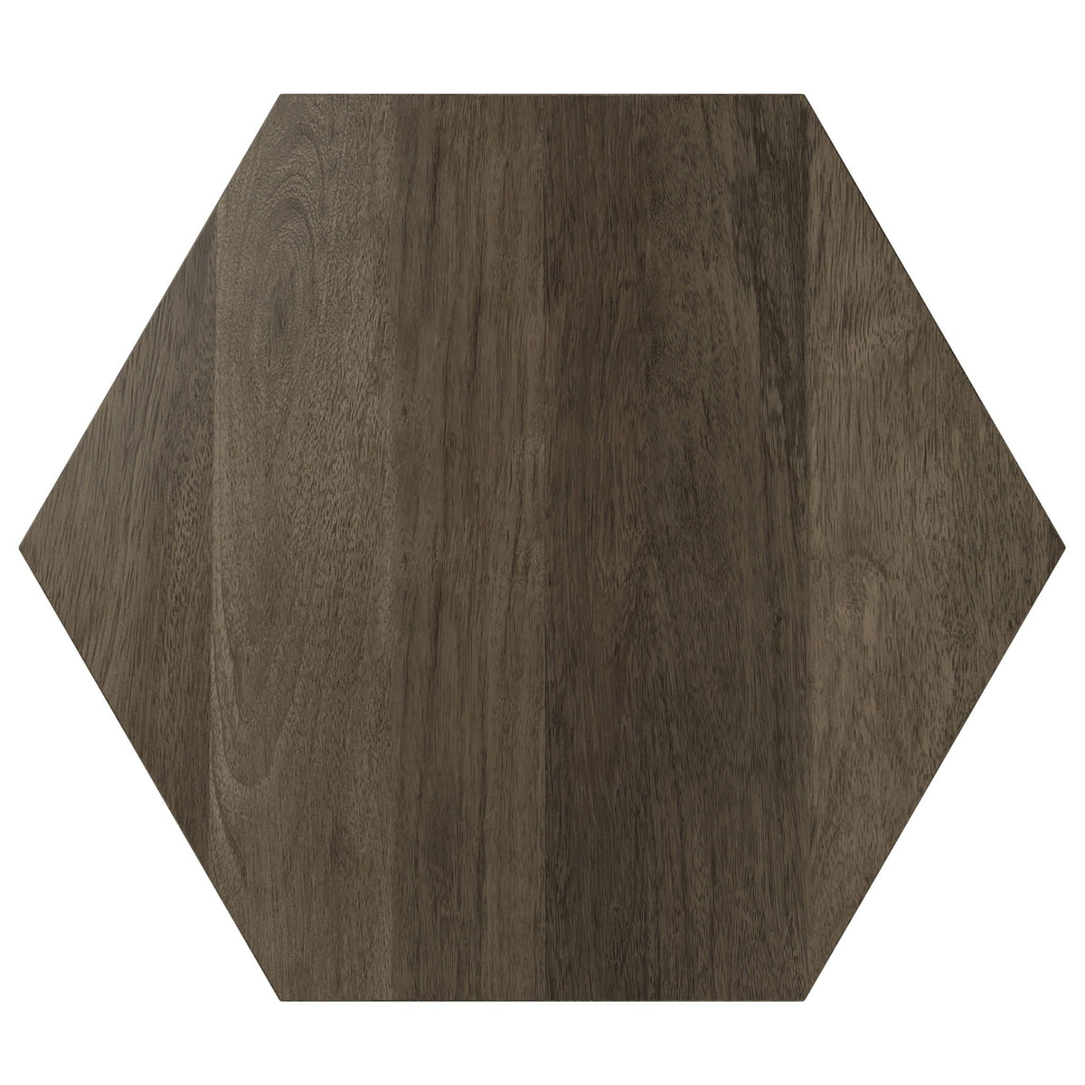 Mckinley Side Table with sculptural geometric octagonal top in dark brown wood grain on Tampa Home & Garden Store