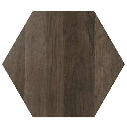 Mckinley Side Table with sculptural geometric octagonal top in dark brown wood grain on Tampa Home & Garden Store