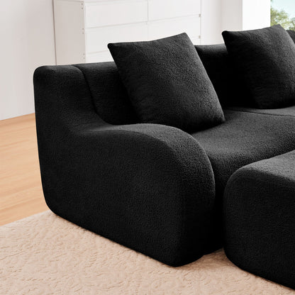 Best Black Teddy Fabric Armless Sofa and Pillow