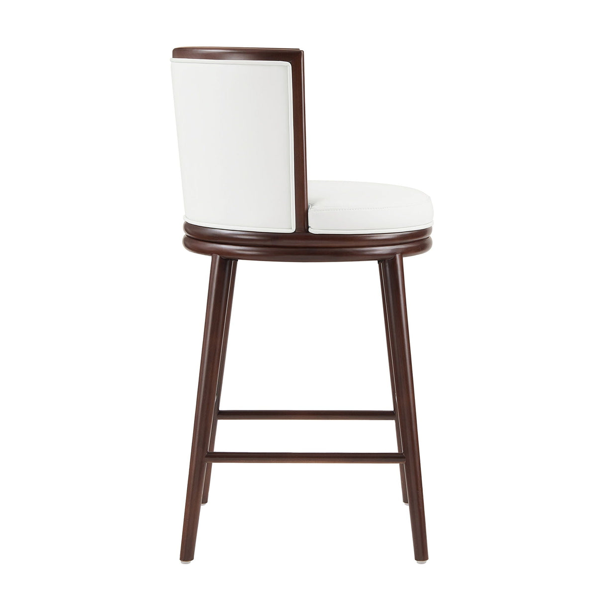 Evalyn Barstool white upholstered seat/back, dark wood frame, bar-height 28–30 in, HouseOfZazla on Tampa Home & Garden Store