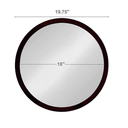 Circle wall mirror with wooden frame for living room, dark wood, 18-inch diameter on Tampa Home & Garden Store