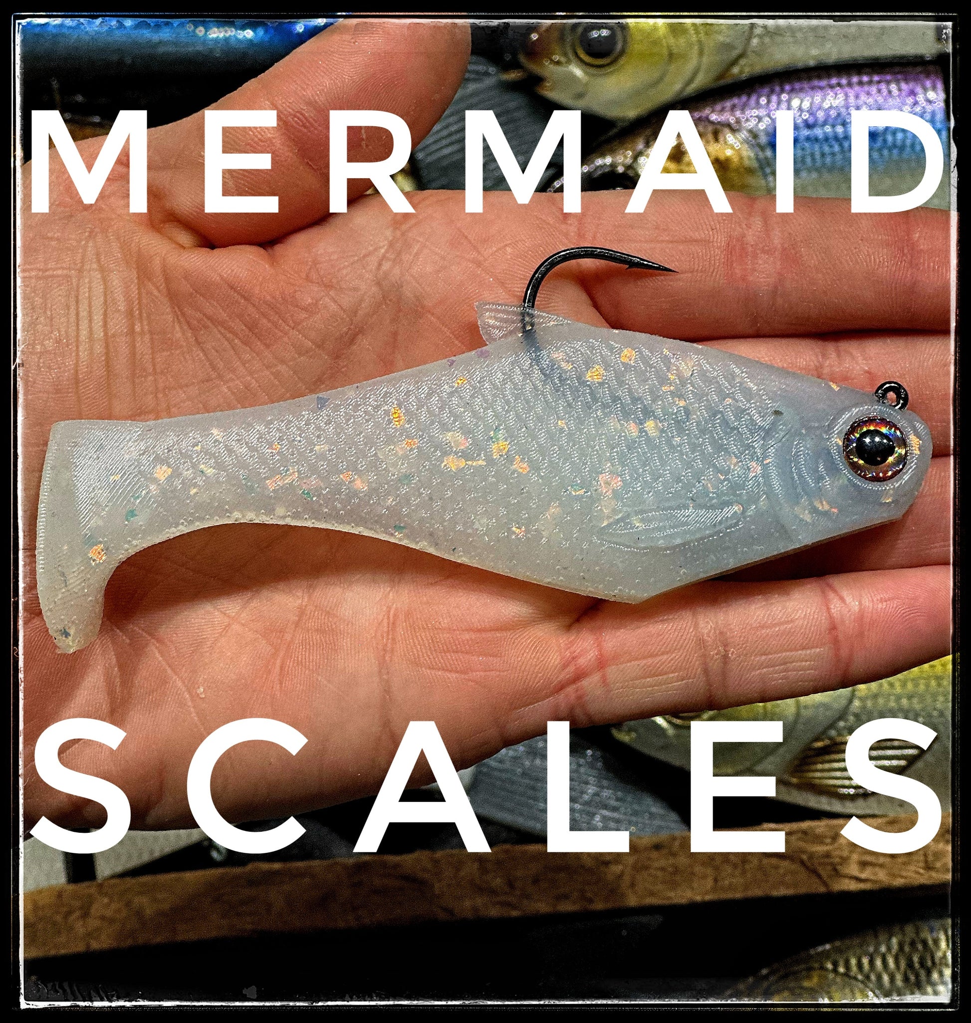 Bacca Burrito boot-tail soft swimbait, iridescent pearl with flecks by Bull Shad Swimbaits on Tampa Home & Garden Store