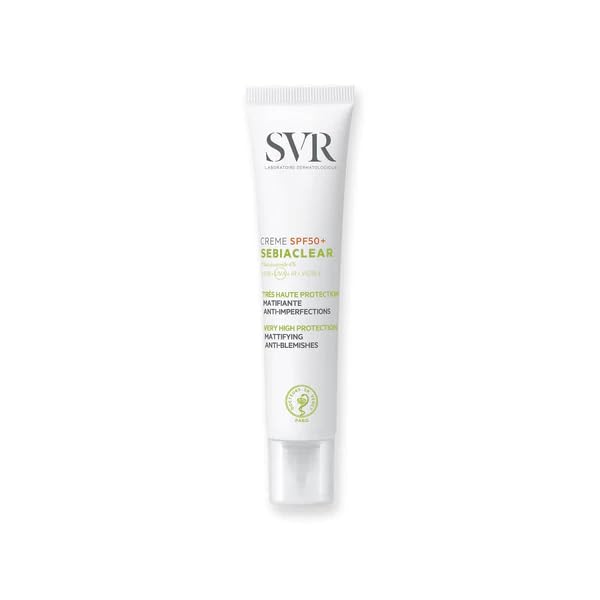 SVR Sebiaclear SPF50+ sunscreen cream tube with matte finish and hydrating 1.35 oz on Tampa Home & Garden Store