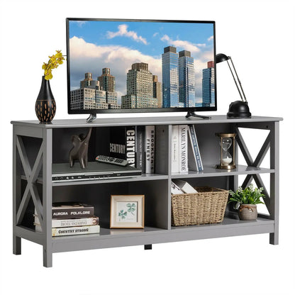 Wooden TV Stand for 55 TV with X Shaped Frame