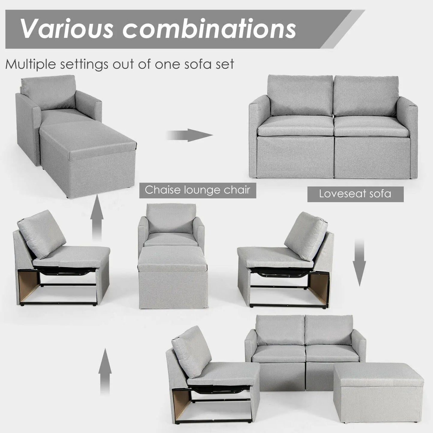 Convertible L-Shaped Sofa with Reversible Chaise