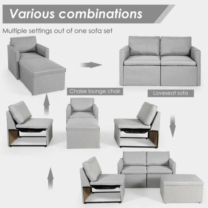 Convertible L-Shaped Sofa with Reversible Chaise