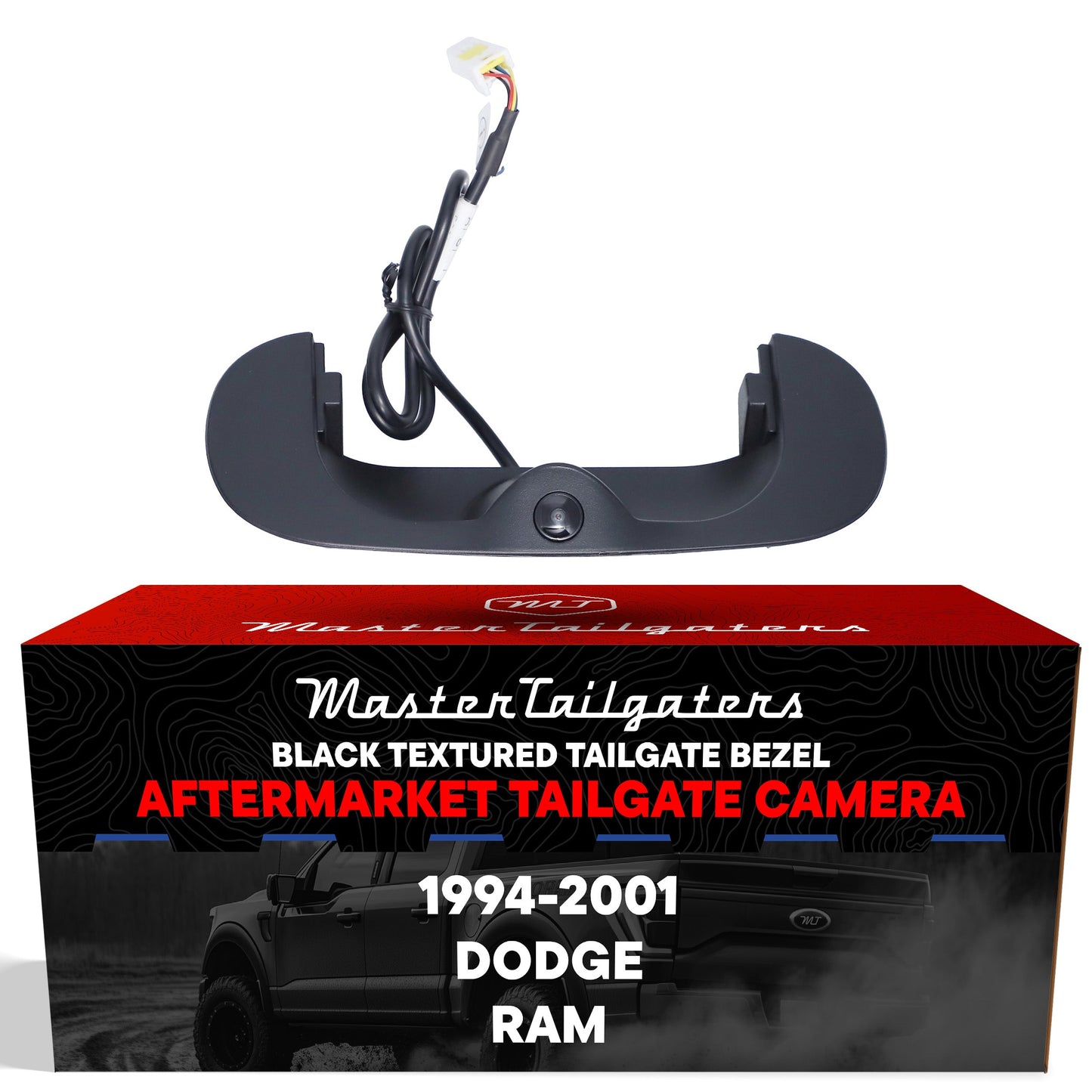 Dodge Ram 1994-2001 black textured tailgate bezel with backup camera, Master Tailgaters on Tampa Home & Garden Store