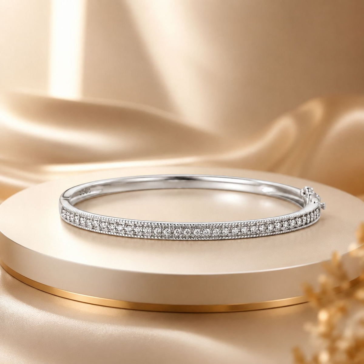 925 Silver & Platinum Pavé CZ Bracelet, size 17mm, women's Bids.com on Tampa Home & Garden Store