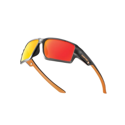 Kapvoe polarized sunglasses black frame, orange temples, red mirrored lenses UV400 by BikerZoneZ on Tampa Home & Garden Store
