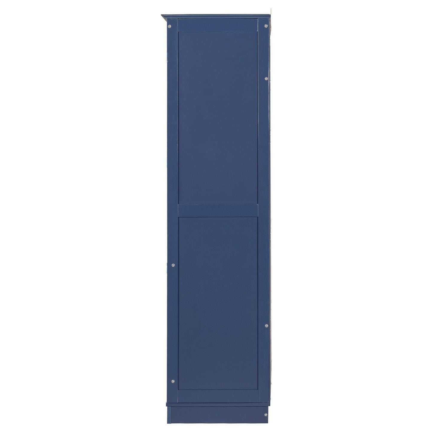 Blue Pine Cabinet With Glass Doors And Drawers