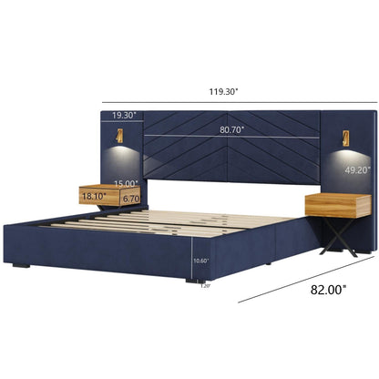 Modern Upholstered Bed and Wingback Headboard