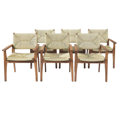 Outdoor dining chairs set of six with acacia wood frames and wicker seats by HouseOfZazla on Tampa Home & Garden Store