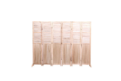 Six-panel folding room divider in light wood with slatted tops Unique Piece Furniture on Tampa Home & Garden Store